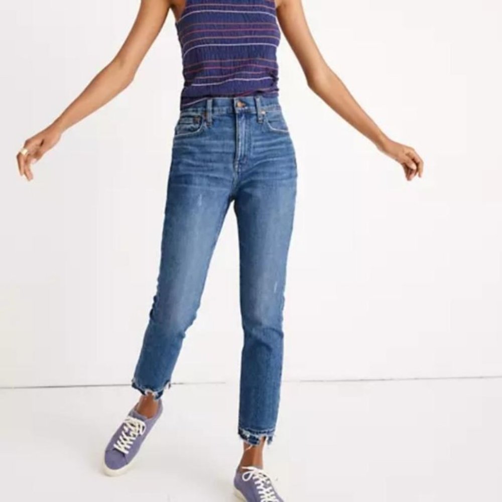 Madewell Jeans Womens 28 The High Rise Slim Boyjean Melbourne Wash destroyed hem